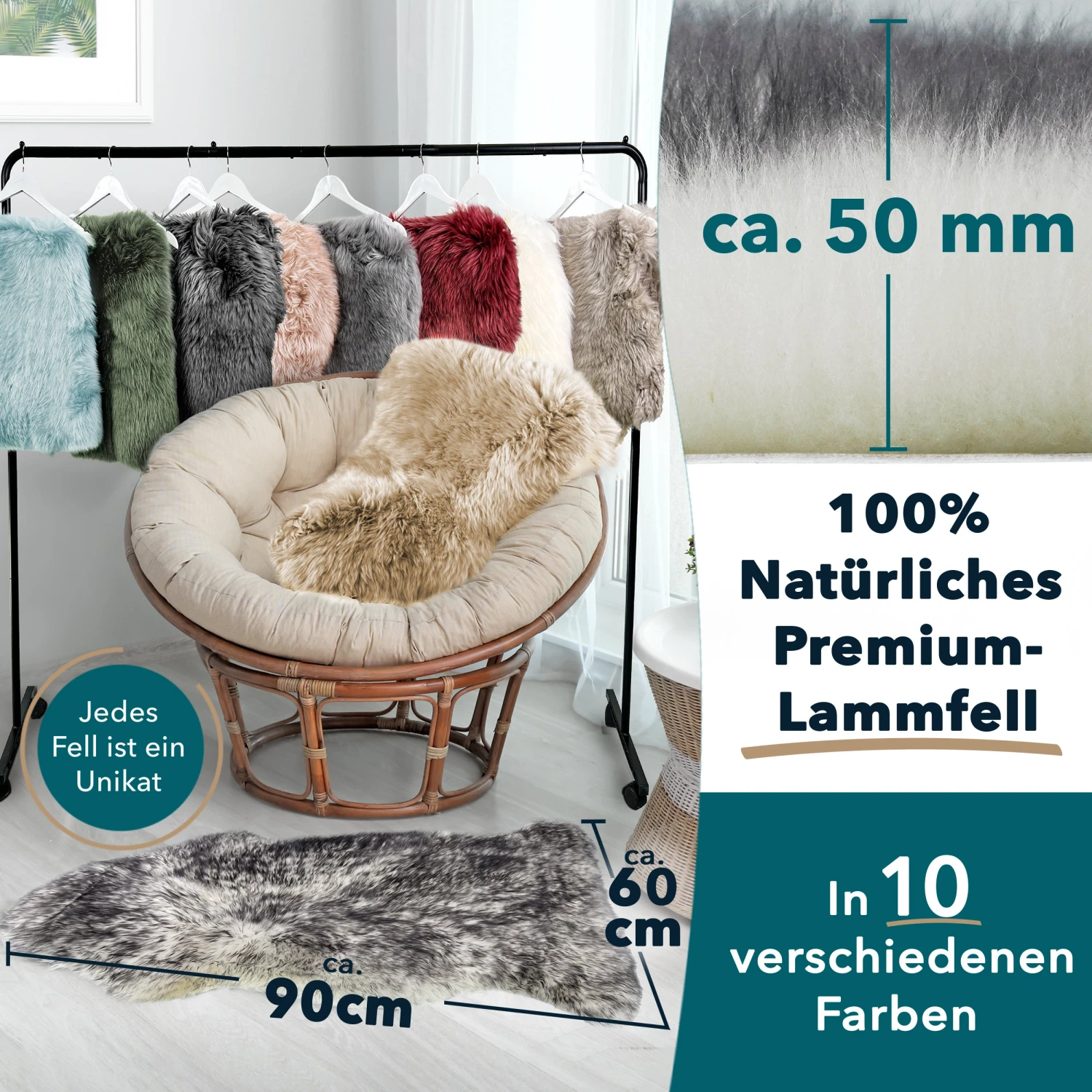 Schaffell Audrey | Zertifizierte Premium-Qualität | Individuell Einsetzbar | In Verschiedenen Farben 7 Schaffell Audrey | Zertifizierte Premium-Qualität | Individuell Einsetzbar | In Verschiedenen Farben – Bild 5