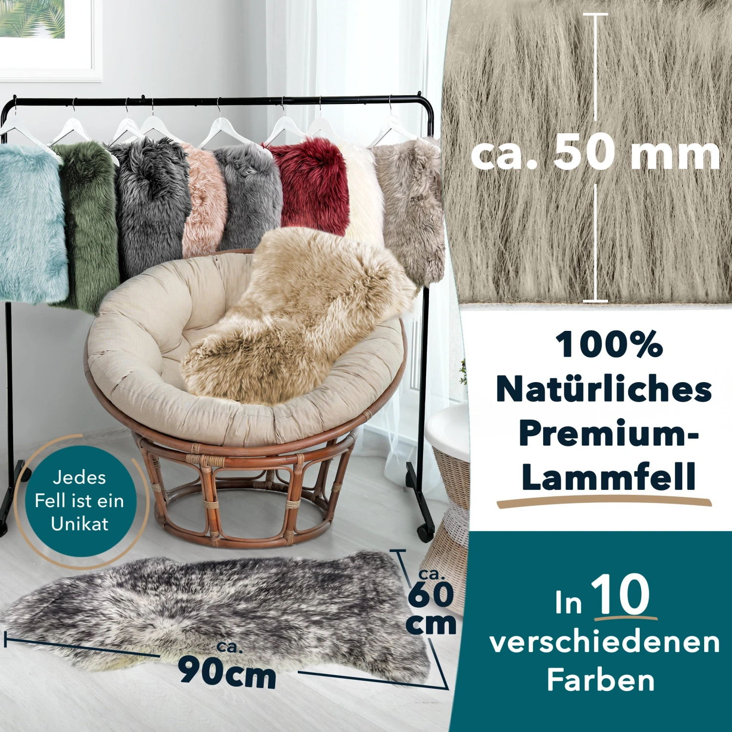 Schaffell Audrey | Zertifizierte Premium-Qualität | Individuell Einsetzbar | In Verschiedenen Farben 19 Schaffell Audrey | Zertifizierte Premium-Qualität | Individuell Einsetzbar | In Verschiedenen Farben – Bild 17