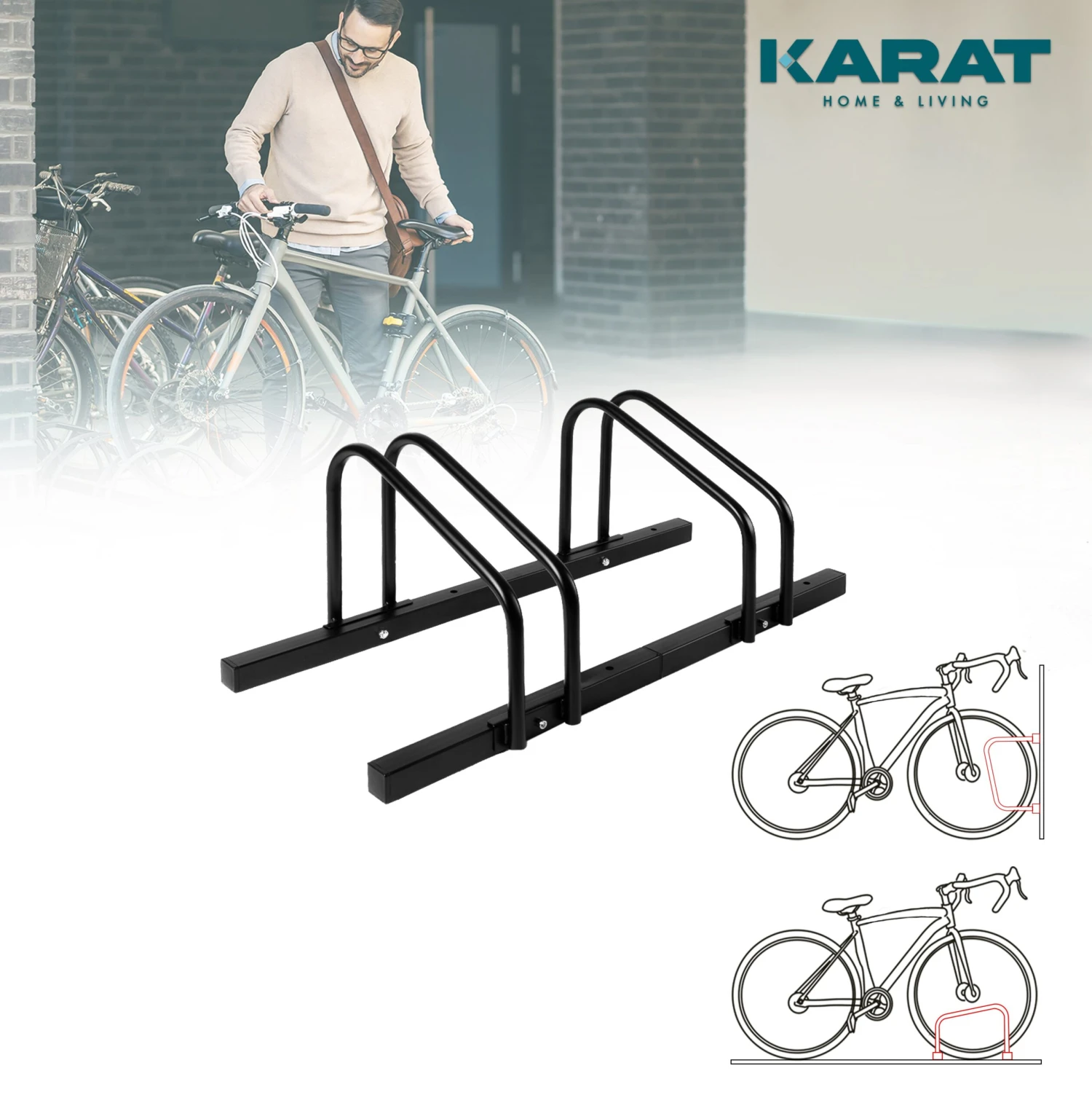 Fahrradständer Linus | Schwarz Oder Silber | Zur Boden- Oder Wandmontage | Verschiedene Größen 18 Fahrradständer Linus | Schwarz Oder Silber | Zur Boden- Oder Wandmontage | Verschiedene Größen – Bild 16