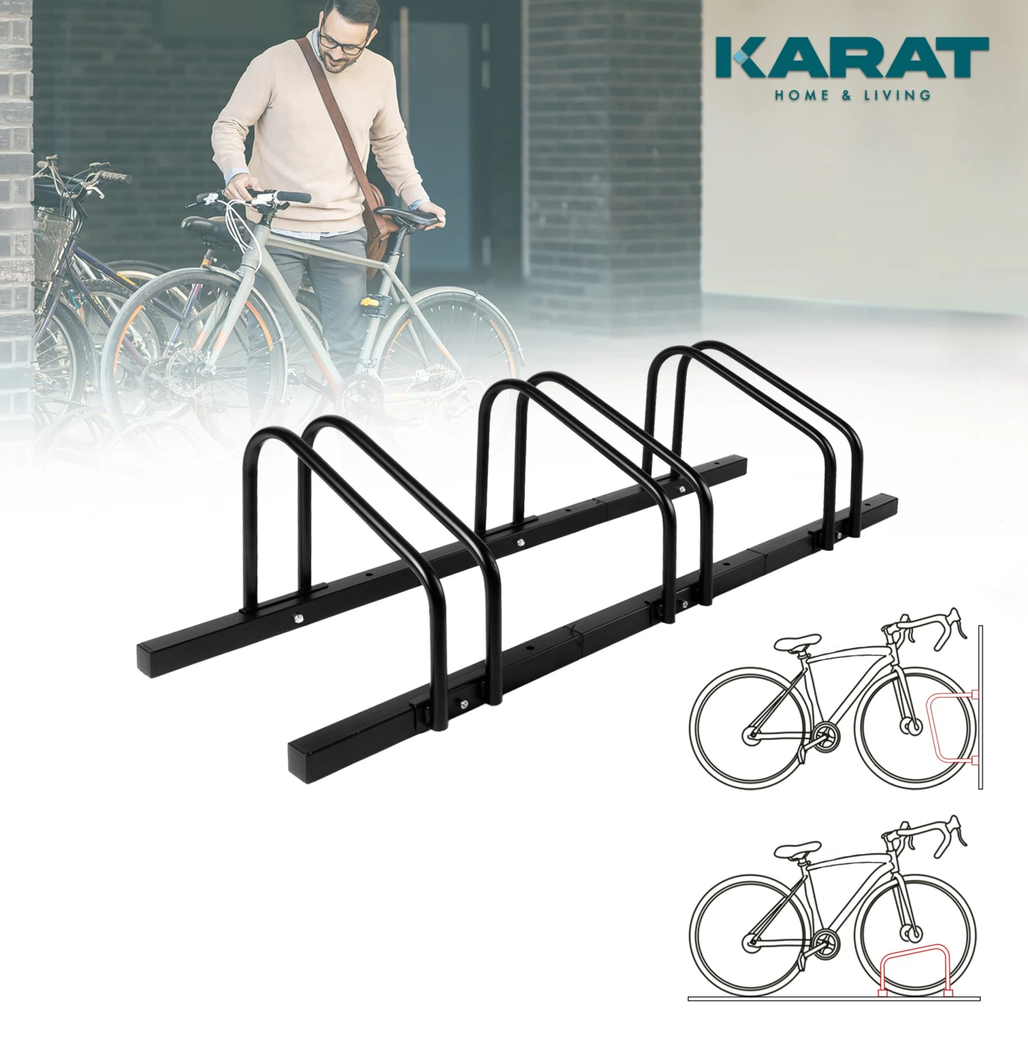 Fahrradständer Linus | Schwarz Oder Silber | Zur Boden- Oder Wandmontage | Verschiedene Größen 19 Fahrradständer Linus | Schwarz Oder Silber | Zur Boden- Oder Wandmontage | Verschiedene Größen – Bild 17