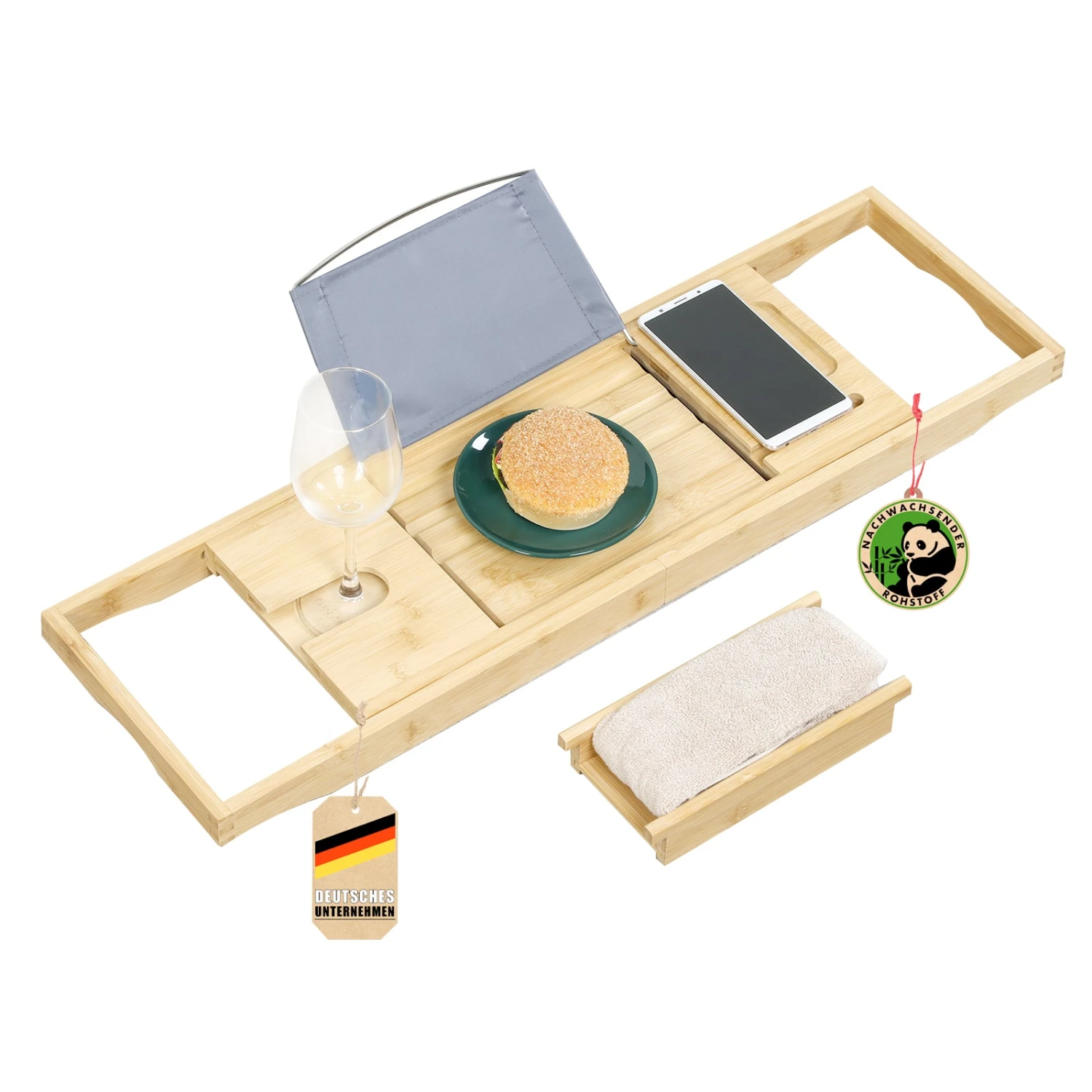 Bambus Badewannenablage | Oklahoma | Ausziehbares Badewannentablett Mit Buchablage 3 Bambus Badewannenablage | Oklahoma | Ausziehbares Badewannentablett Mit Buchablage