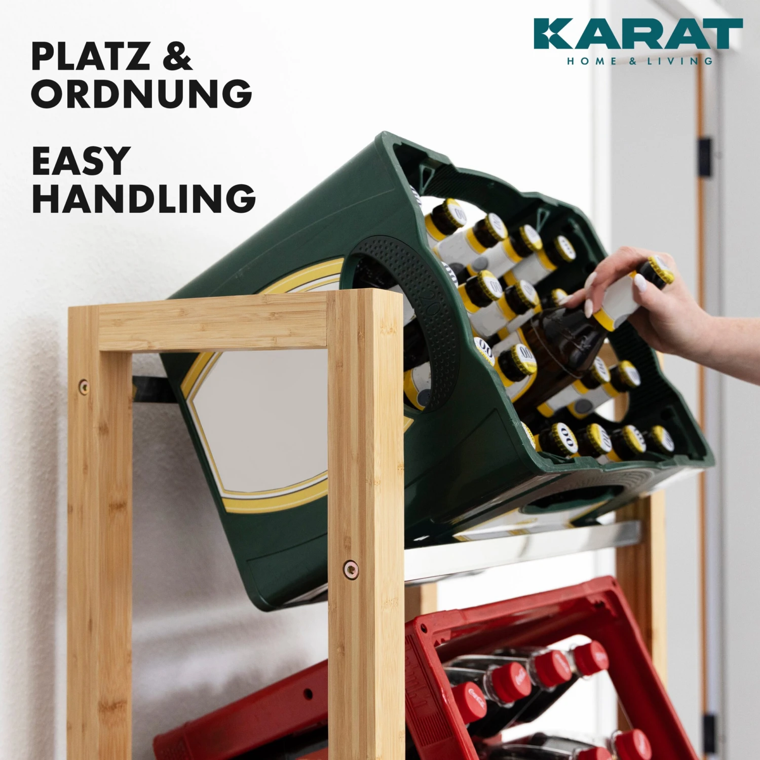 Bambus-Flaschenkastenständer | Flash | Robustes Lagerregal Für Büro, Küche, Garage Oder Flur | In 2 Größen Erhältlich 14 Bambus-Flaschenkastenständer | Flash | Robustes Lagerregal Für Büro, Küche, Garage Oder Flur | In 2 Größen Erhältlich – Bild 12