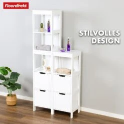 Badezimmerschrank | Idaho | Weißer Schrank Mit 5 Fächer | Kompaktes Design Für Optimalen Stauraum 14 Badezimmerschrank | Idaho | Weißer Schrank Mit 5 Fächer | Kompaktes Design Für Optimalen Stauraum -Floordirekt 14 24.7.Idaho