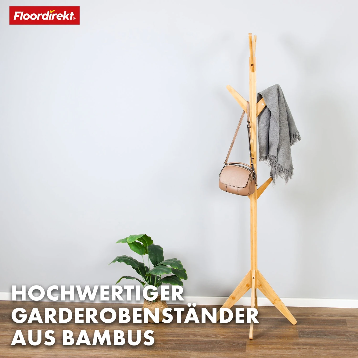 Bambus-Garderobenständer | Maryland | Elegantes Und Natürliches Design | 8 Haken Für Jacken, Taschen Und Mehr 8 Bambus-Garderobenständer | Maryland | Elegantes Und Natürliches Design | 8 Haken Für Jacken, Taschen Und Mehr – Bild 6