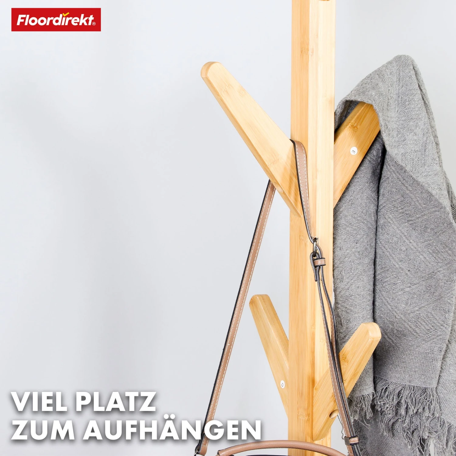 Bambus-Garderobenständer | Maryland | Elegantes Und Natürliches Design | 8 Haken Für Jacken, Taschen Und Mehr 7 Bambus-Garderobenständer | Maryland | Elegantes Und Natürliches Design | 8 Haken Für Jacken, Taschen Und Mehr – Bild 5