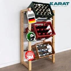 Bambus-Flaschenkastenständer | Flash | Robustes Lagerregal Für Büro, Küche, Garage Oder Flur | In 2 Größen Erhältlich