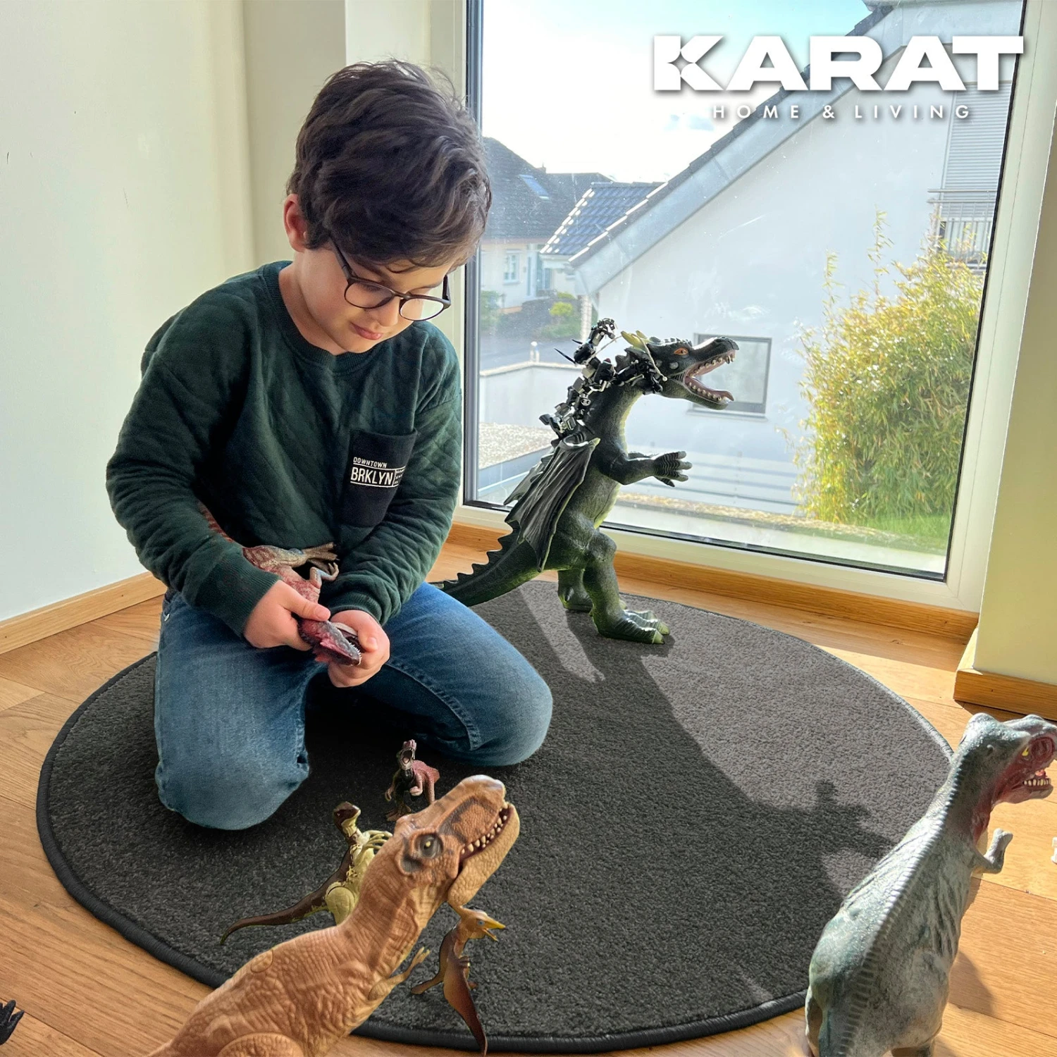 Kinderteppich | Crocodile | Rund | Für Mädchen Und Jungen | Einfarbig 3 Kinderteppich | Crocodile | Rund | Für Mädchen Und Jungen | Einfarbig