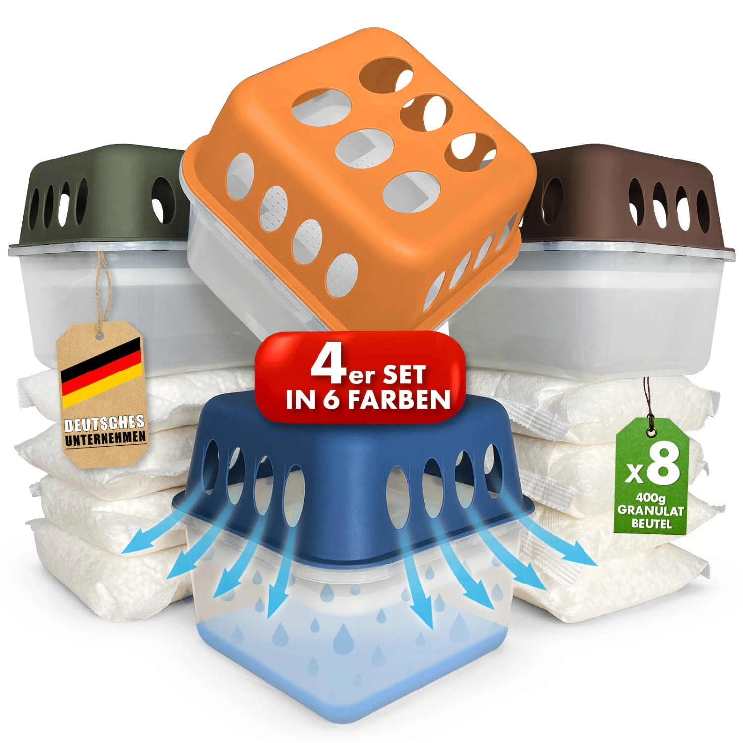 4er-SET Luftentfeuchter | Raumentfeuchter In 6 Farben Und 2 Designs | Nachfüllbar & Wiederverwendbar 3 4er-SET Luftentfeuchter | Raumentfeuchter In 6 Farben Und 2 Designs | Nachfüllbar & Wiederverwendbar