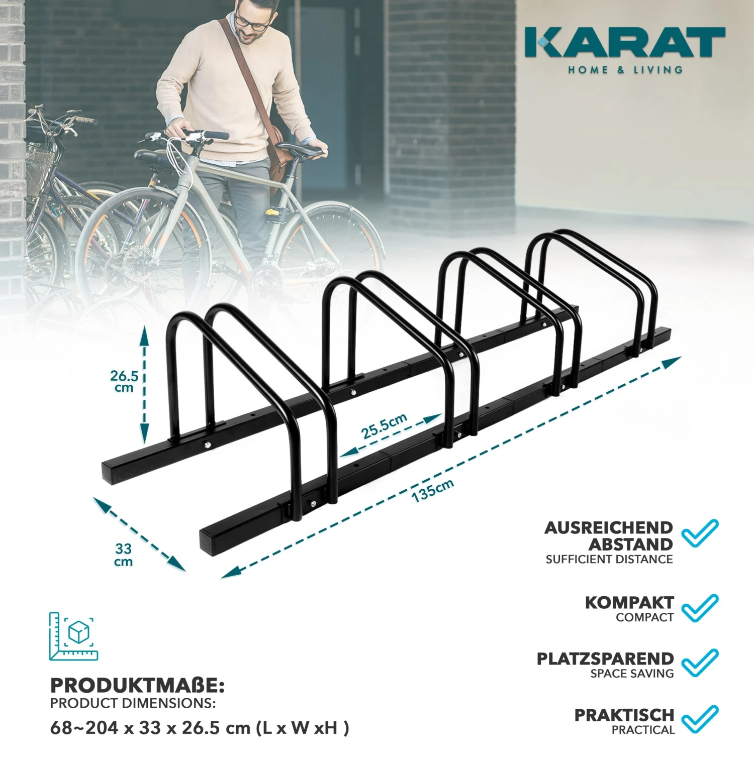 Fahrradständer Linus | Schwarz Oder Silber | Zur Boden- Oder Wandmontage | Verschiedene Größen 10 Fahrradständer Linus | Schwarz Oder Silber | Zur Boden- Oder Wandmontage | Verschiedene Größen – Bild 8