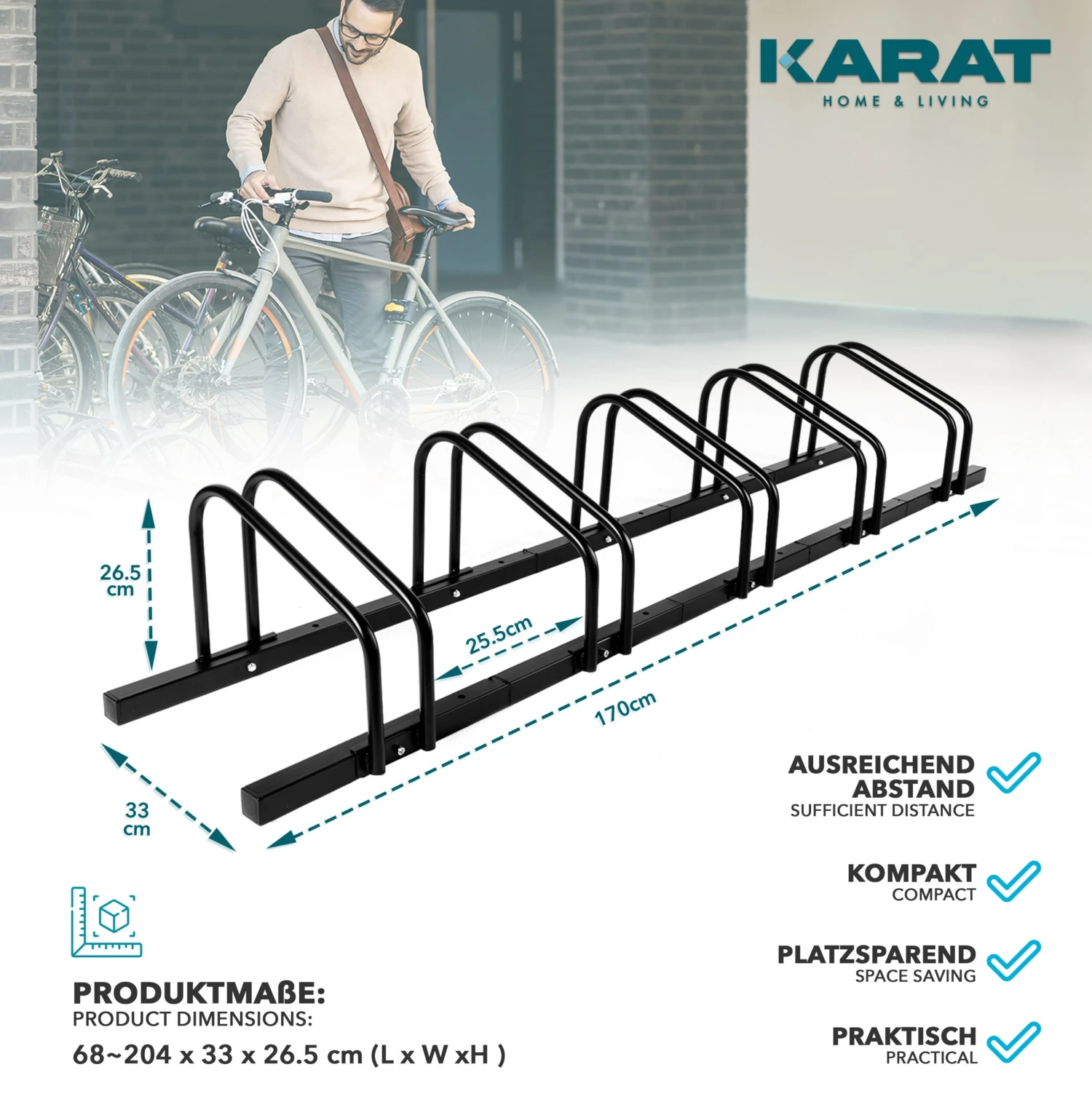 Fahrradständer Linus | Schwarz Oder Silber | Zur Boden- Oder Wandmontage | Verschiedene Größen 12 Fahrradständer Linus | Schwarz Oder Silber | Zur Boden- Oder Wandmontage | Verschiedene Größen – Bild 10