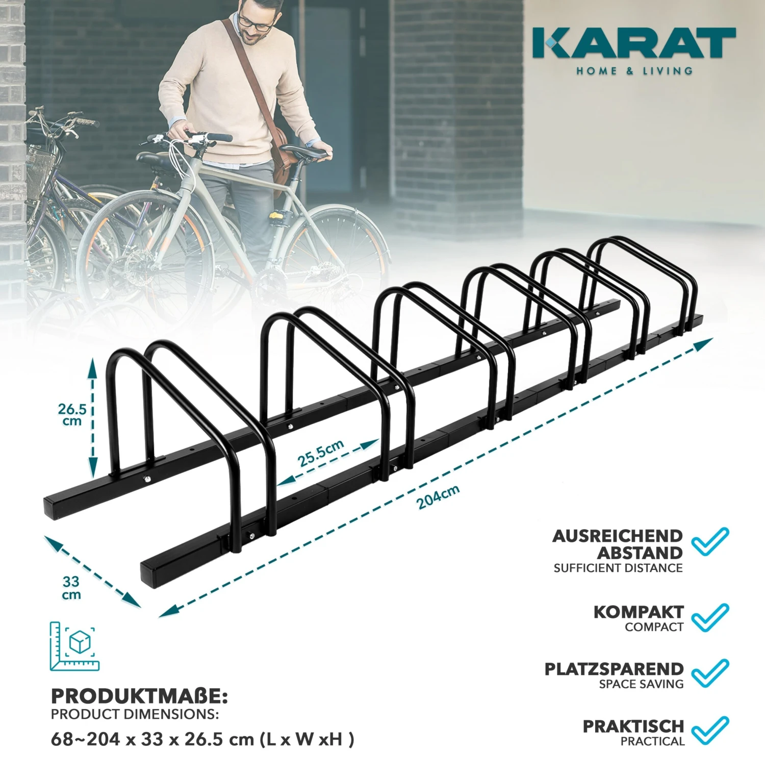 Fahrradständer Linus | Schwarz Oder Silber | Zur Boden- Oder Wandmontage | Verschiedene Größen 14 Fahrradständer Linus | Schwarz Oder Silber | Zur Boden- Oder Wandmontage | Verschiedene Größen – Bild 12