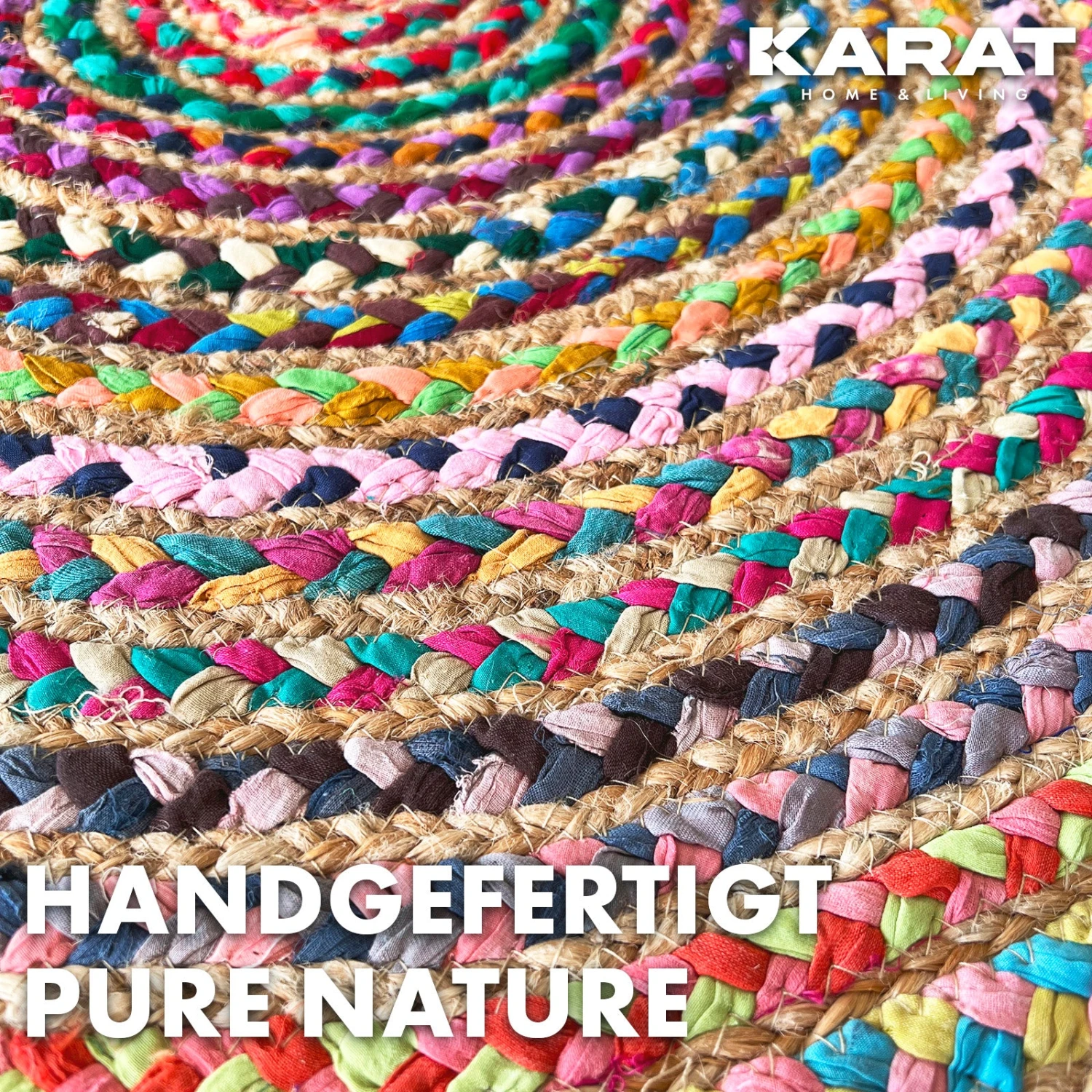Jute-Teppich Pune | Rund | Handgewebt | Aus Naturfasern | Verschiedene Größen 4 Jute-Teppich Pune | Rund | Handgewebt | Aus Naturfasern | Verschiedene Größen – Bild 2