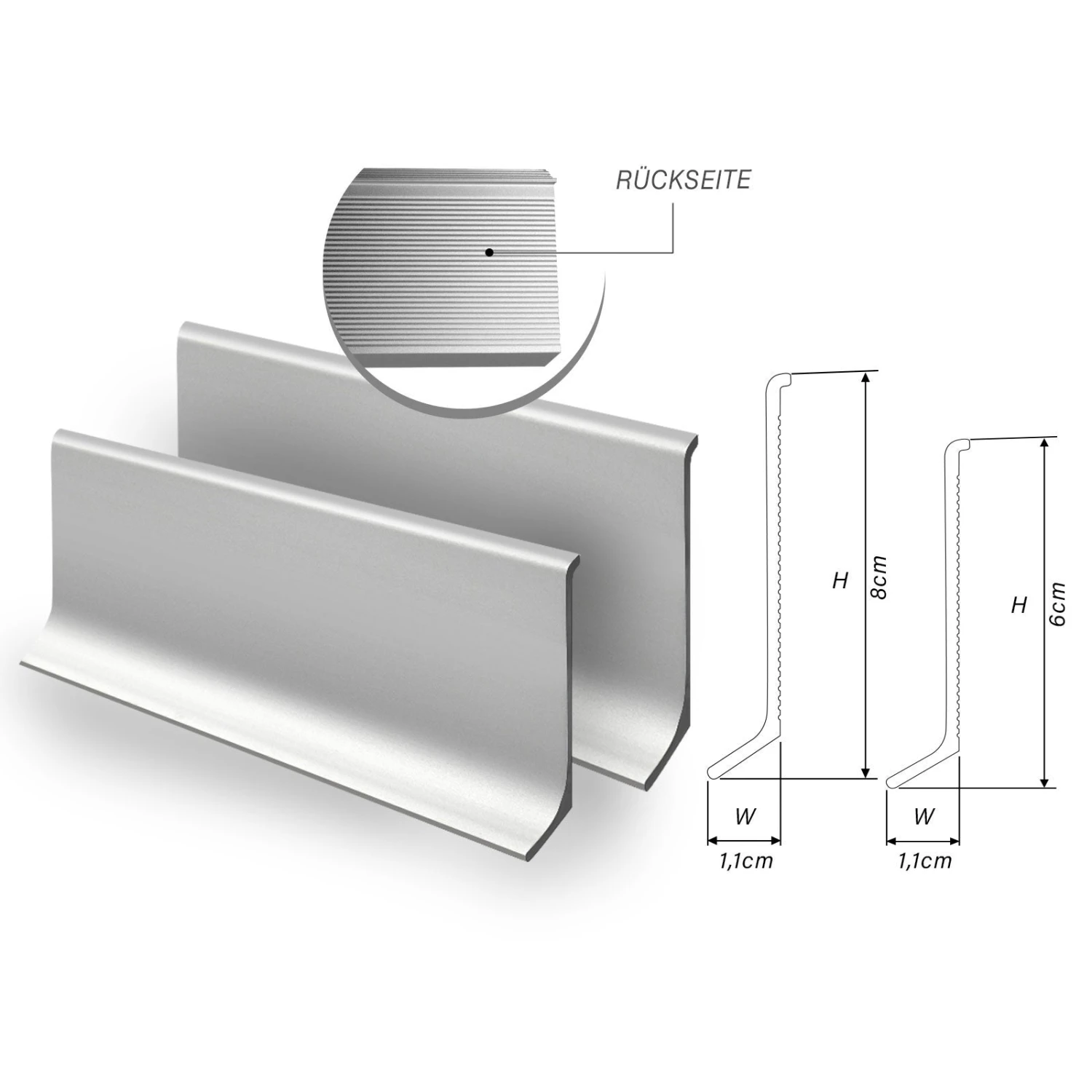 Sockelleiste Aluminium | KWS 608 | 80 Mm | Länge: 1,90 M 6 Sockelleiste Aluminium | KWS 608 | 80 Mm | Länge: 1,90 M – Bild 4