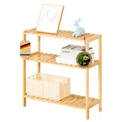 Bambus-Standregal | Kansas | Elegantes Und Platzsparendes Holzregal Mit 3 Etagen Für Stilvolle Aufbewahrung