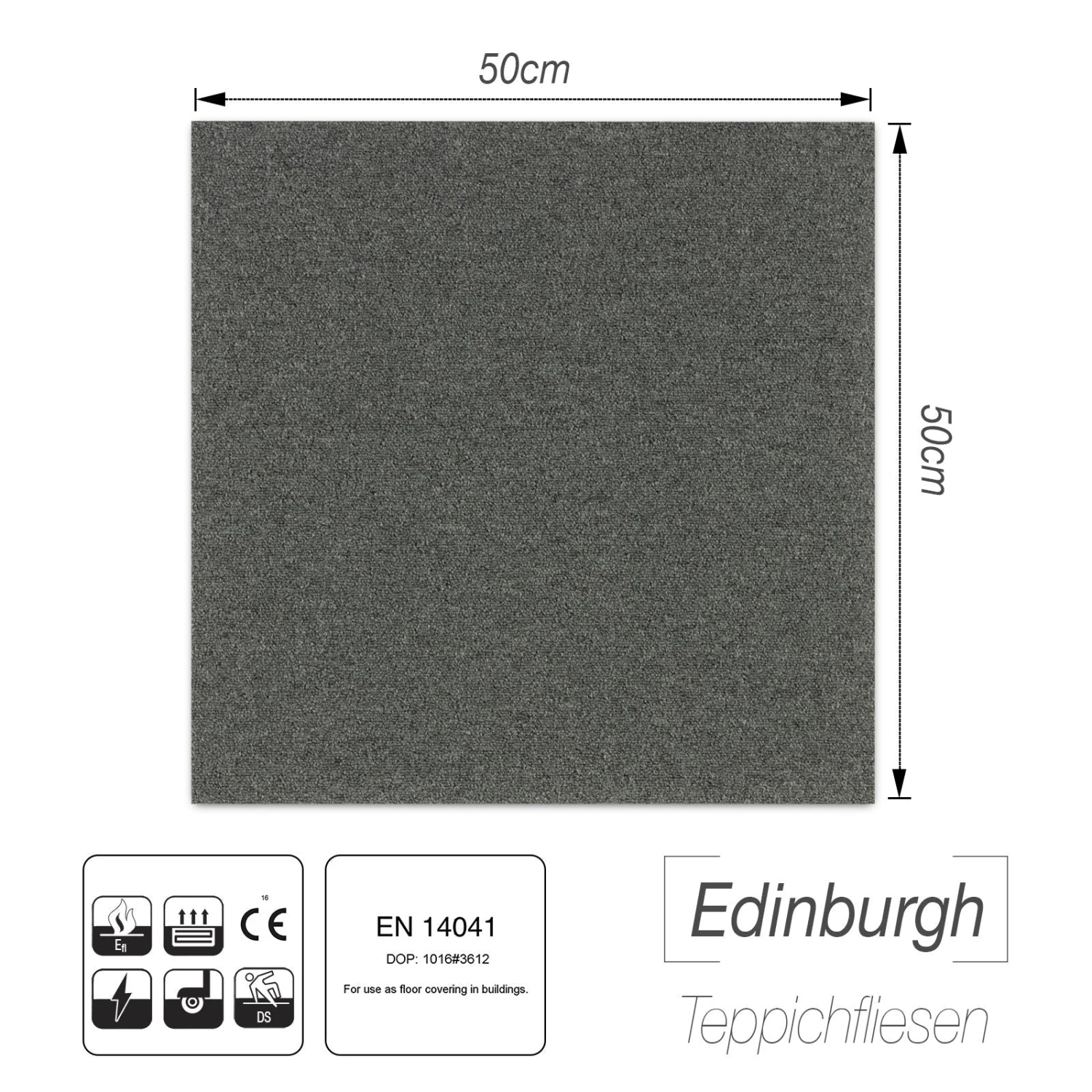 Nylon Teppichfliesen Edinburgh | 50 X 50 Cm | Selbstliegend 8 Nylon Teppichfliesen Edinburgh | 50 X 50 Cm | Selbstliegend – Bild 6