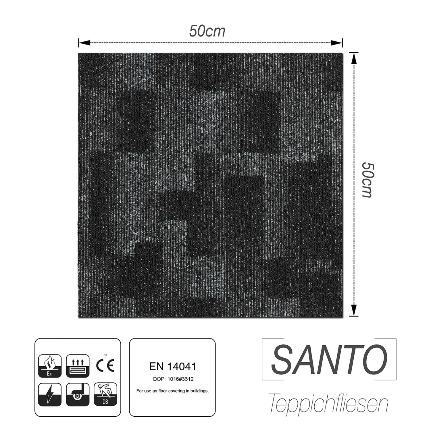 Teppichfliesen Santo | 50 X 50 Cm | Selbstliegend 8 Teppichfliesen Santo | 50 X 50 Cm | Selbstliegend – Bild 6