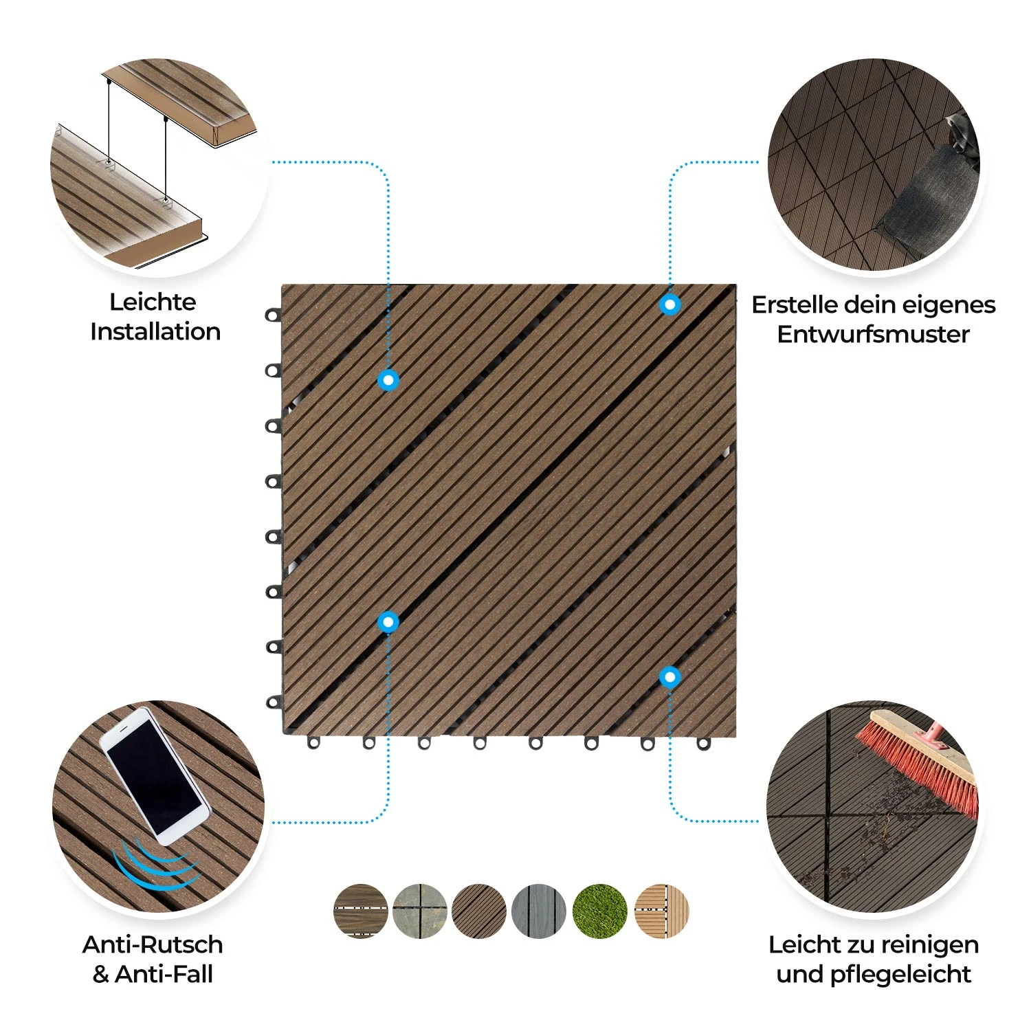WPC-Terrassenfliese | Classic | Dunkelbraun | 30 X 30 Cm 9 WPC-Terrassenfliese | Classic | Dunkelbraun | 30 X 30 Cm – Bild 7