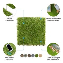 Terrassenfliese | Gras-Design | 30 X 30 Cm 16 Terrassenfliese | Gras-Design | 30 X 30 Cm -Floordirekt 27327 ZY G 008 Artificil Grass DIY Tile Infografik 1500x1500 b647dda7 9e50 4912 bbbc 4af57b5a3d3e