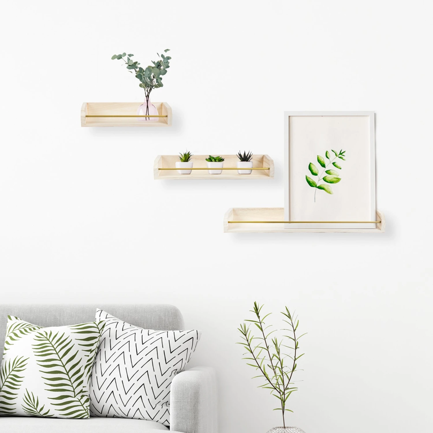 Wandregal Ekby | 3-teilig | Natur/Gold 3 Wandregal Ekby | 3-teilig | Natur/Gold