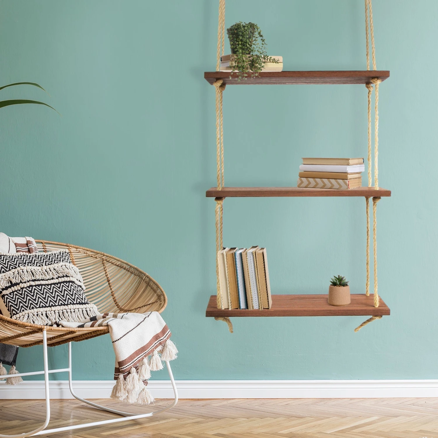 Wandregal Burned | Aus Holz | 3 Ablageflächen 3 Wandregal Burned | Aus Holz | 3 Ablageflächen