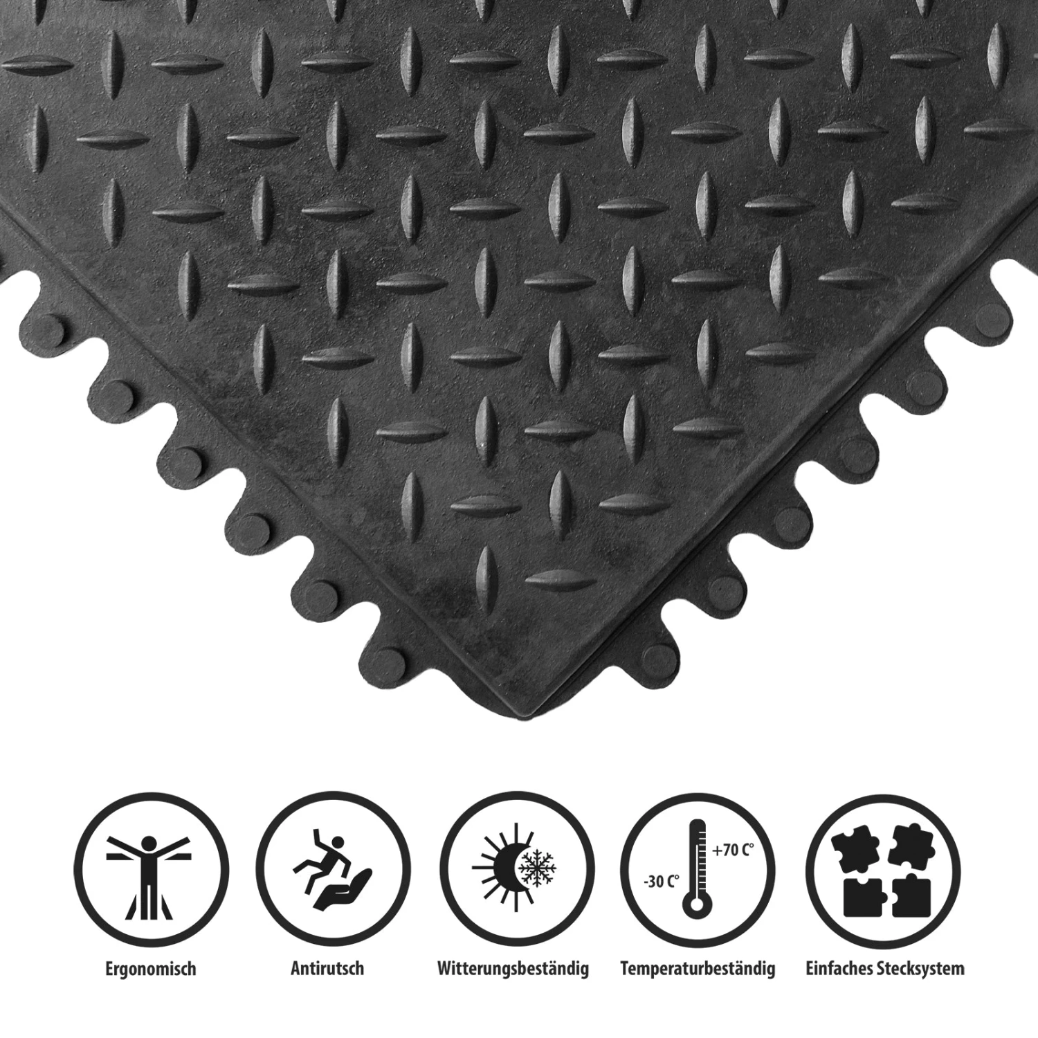 Gummimatte | Stecksystem | Größe: 92x92 Cm | Geriffelt 3 Gummimatte | Stecksystem | Größe: 92x92 Cm | Geriffelt – Bild 2