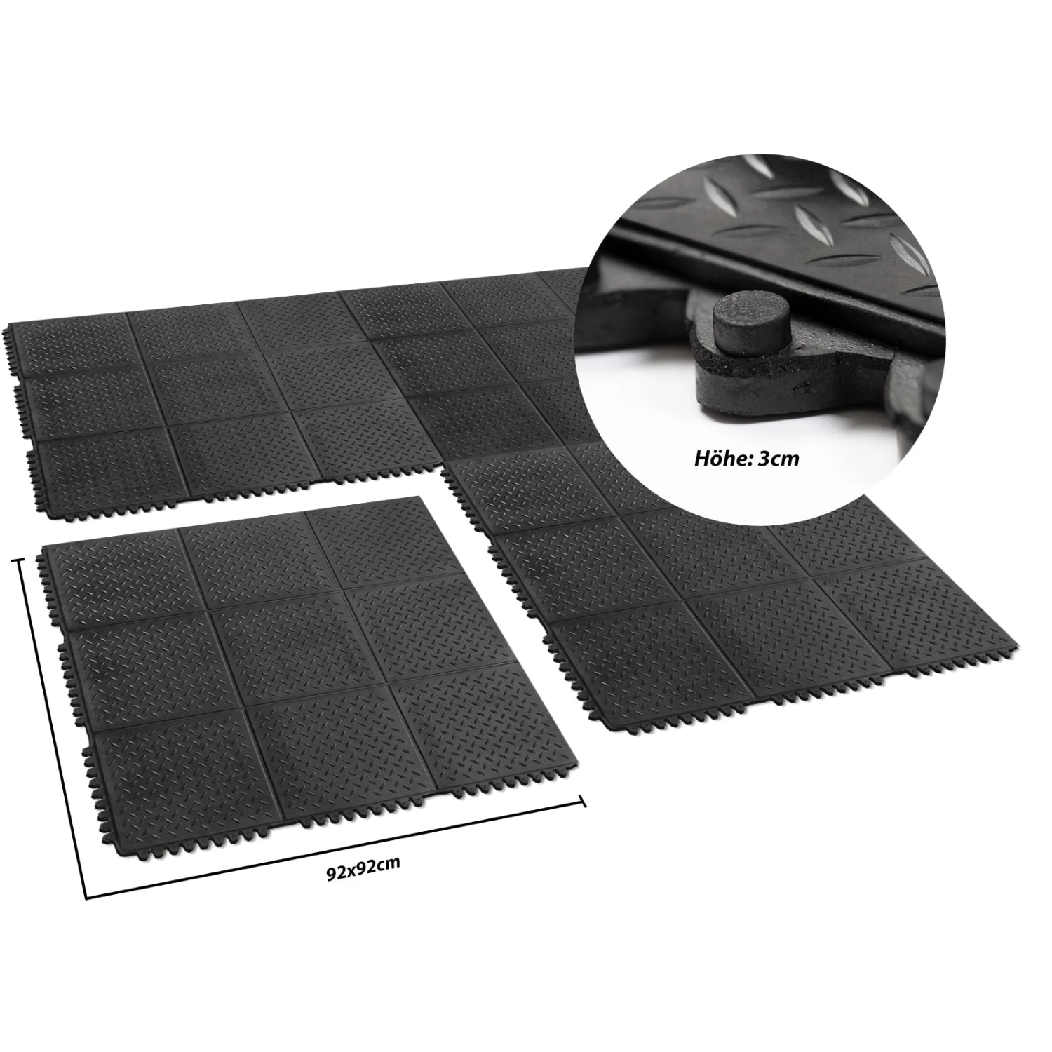 Gummimatte | Stecksystem | Größe: 92x92 Cm | Geriffelt 6 Gummimatte | Stecksystem | Größe: 92x92 Cm | Geriffelt – Bild 5