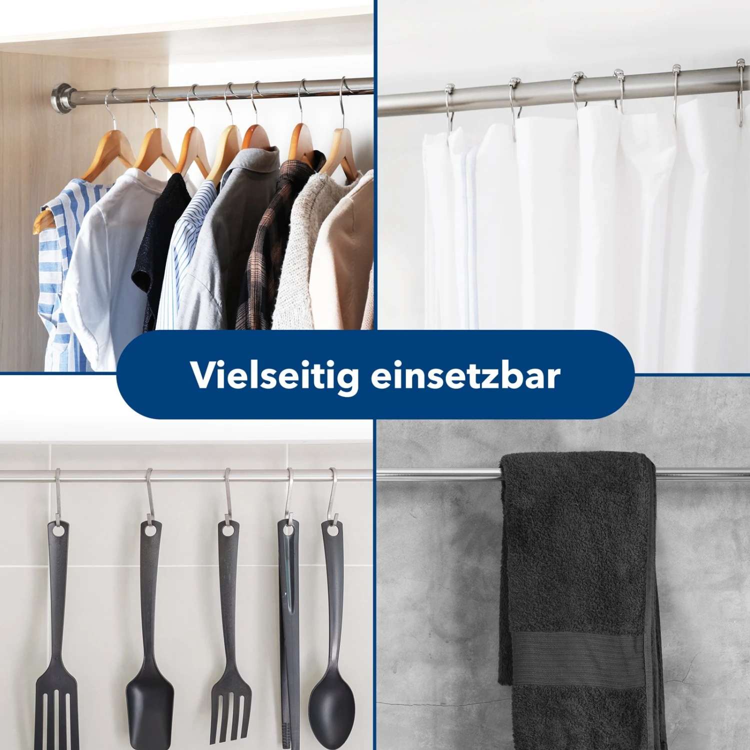 Teleskop-Duschvorhangstange | Stufenlos Verstellbar | Universal Einsetzbar 7 Teleskop-Duschvorhangstange | Stufenlos Verstellbar | Universal Einsetzbar – Bild 5