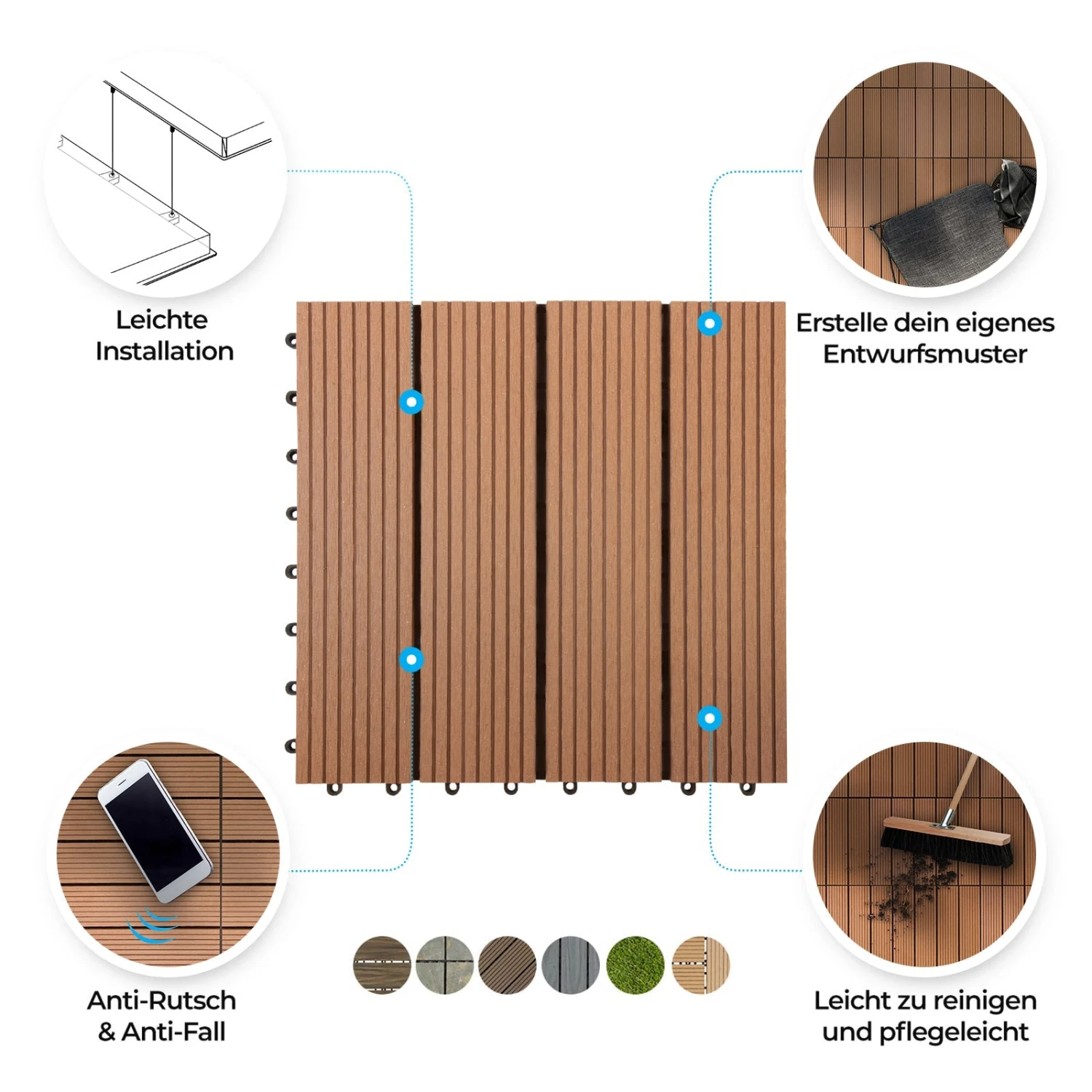 Klickfliesen | WPC | Royal | Hellbraun | 30 X 30 Cm 8 Klickfliesen | WPC | Royal | Hellbraun | 30 X 30 Cm – Bild 6