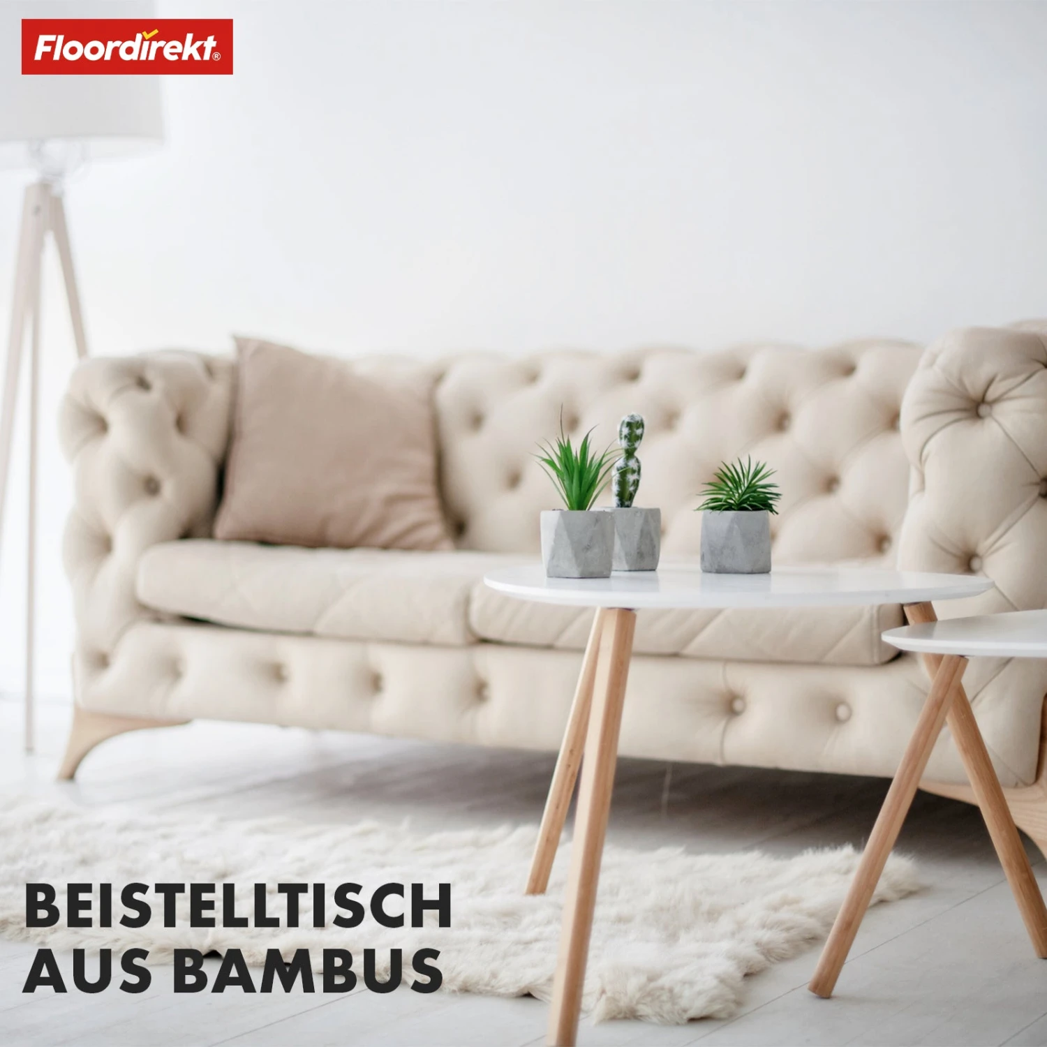 Couchtisch-Set | Oregon | 2er Set Beistelltisch Mit Bambusbeinen Und Weißer Tischplatte 8 Couchtisch-Set | Oregon | 2er Set Beistelltisch Mit Bambusbeinen Und Weißer Tischplatte – Bild 6