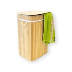 Bambus-Wäschekorb | Wäschesammler Mit Griffen | Faltbar -Floordirekt 4 4