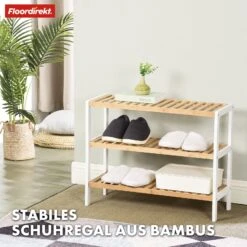 Bambus-Schuhregal | Michigan | Stilvolles, Platzsparendes Regal Mit 3 Ablagen 14 Bambus-Schuhregal | Michigan | Stilvolles, Platzsparendes Regal Mit 3 Ablagen -Floordirekt 5 24MIchiganSchuheregal 2.Michigan