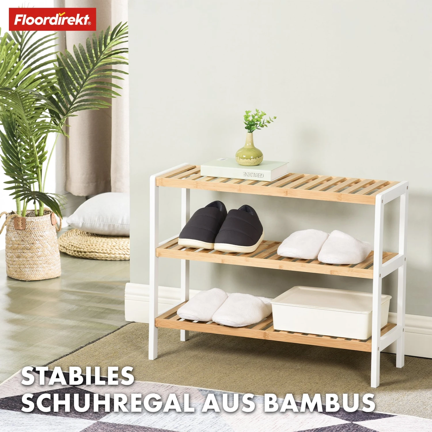 Bambus-Schuhregal | Michigan | Stilvolles, Platzsparendes Regal Mit 3 Ablagen 8 Bambus-Schuhregal | Michigan | Stilvolles, Platzsparendes Regal Mit 3 Ablagen – Bild 6