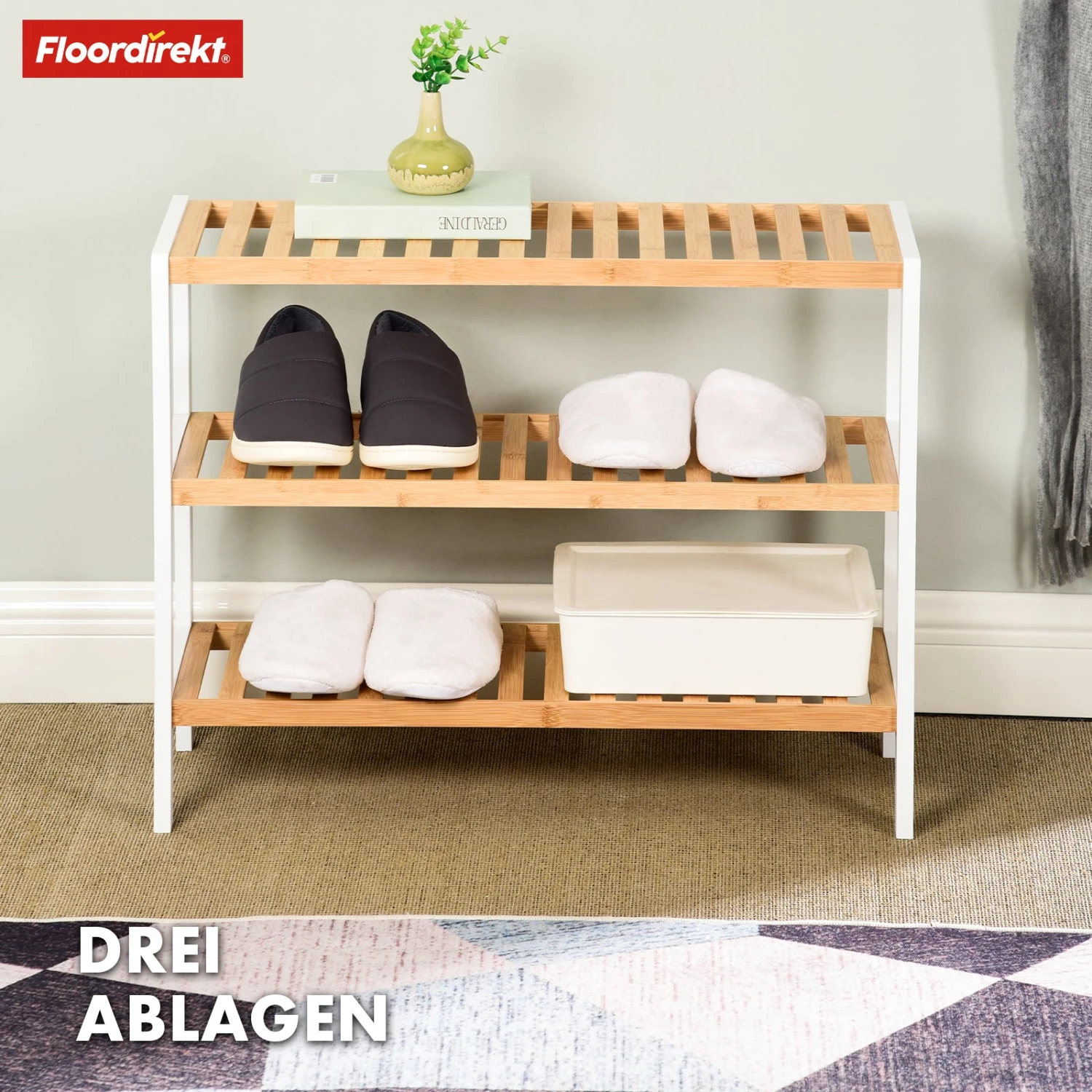 Bambus-Schuhregal | Michigan | Stilvolles, Platzsparendes Regal Mit 3 Ablagen 9 Bambus-Schuhregal | Michigan | Stilvolles, Platzsparendes Regal Mit 3 Ablagen – Bild 7