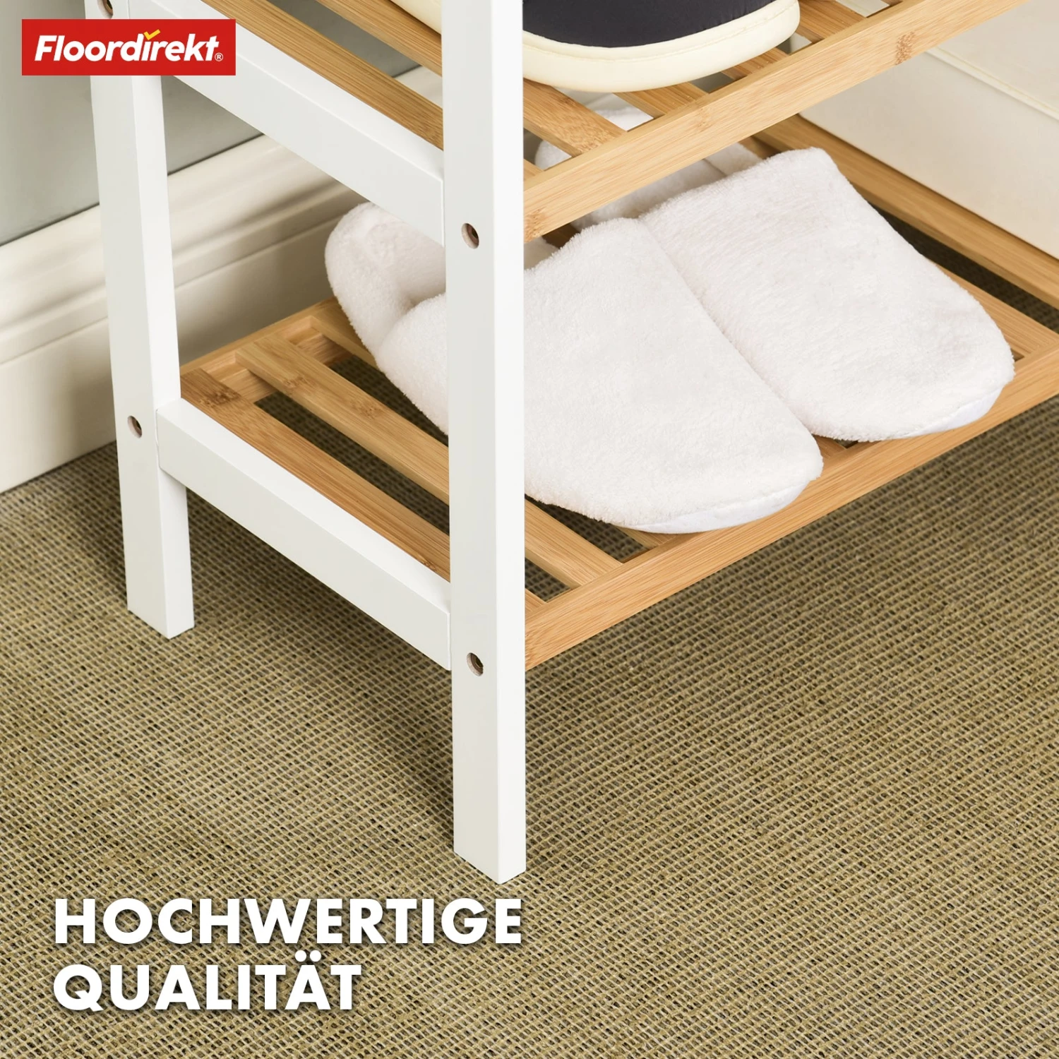 Bambus-Schuhregal | Michigan | Stilvolles, Platzsparendes Regal Mit 3 Ablagen 7 Bambus-Schuhregal | Michigan | Stilvolles, Platzsparendes Regal Mit 3 Ablagen – Bild 5