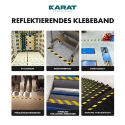 Reflektierendes Klebeband | Selbstklebend & Wasserdicht | Verschiedene Farben | 5 Cm X 10 M 23 Reflektierendes Klebeband | Selbstklebend & Wasserdicht | Verschiedene Farben | 5 Cm X 10 M -Floordirekt 5Black and yellow reflective tape white bg DE 06
