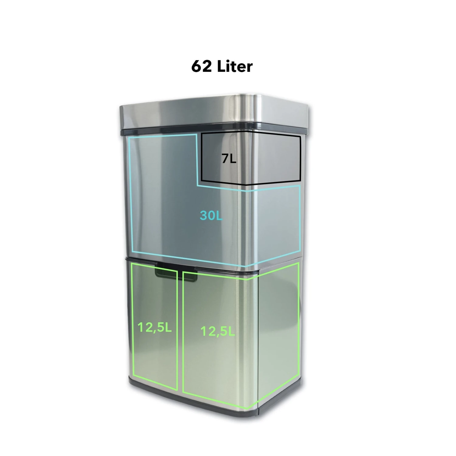 Mülleimer Dirk | Bewegungssensor Für Hygienisches Öffnen | Abfalleimer Aus Edelstahl 5 Mülleimer Dirk | Bewegungssensor Für Hygienisches Öffnen | Abfalleimer Aus Edelstahl – Bild 3