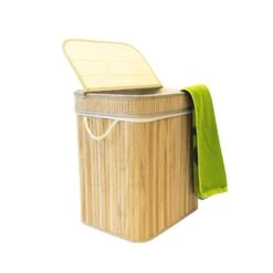 Bambus-Wäschekorb | Wäschesammler Mit Griffen | Faltbar -Floordirekt 5 3
