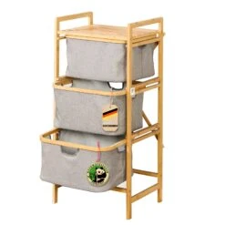 Bambus Wäschekorb | Missouri | Stilvoller, Nachhaltiger Wäschesortierer Mit 3 Fächern