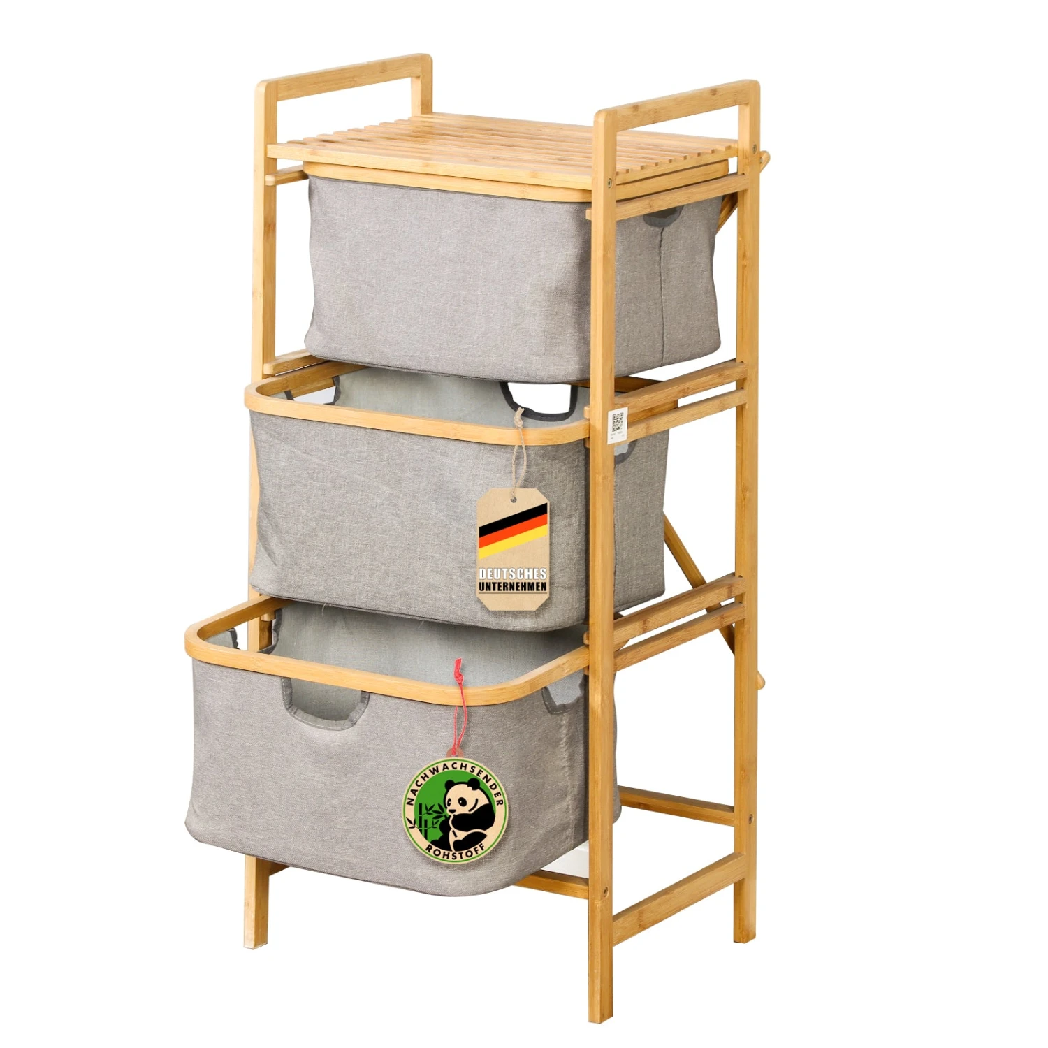 Bambus Wäschekorb | Missouri | Stilvoller, Nachhaltiger Wäschesortierer Mit 3 Fächern 3 Bambus Wäschekorb | Missouri | Stilvoller, Nachhaltiger Wäschesortierer Mit 3 Fächern