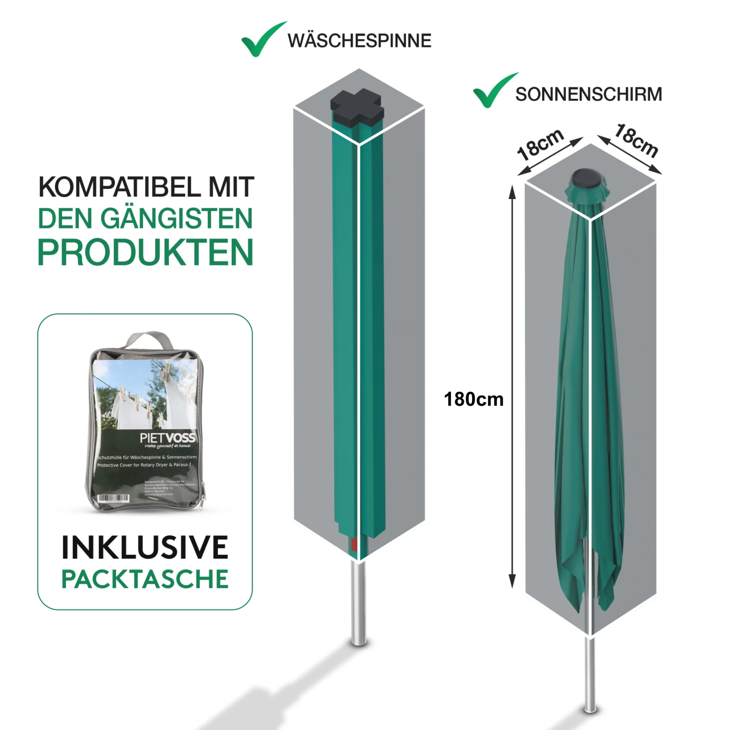 PIETVOSS Schutzhülle Für Sonnenschirm & Wäschespinnen | Aus Polyester | Inkl. Packtasche 8 PIETVOSS Schutzhülle Für Sonnenschirm & Wäschespinnen | Aus Polyester | Inkl. Packtasche – Bild 6