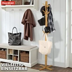 Bambus-Garderobenständer | Oregon | 12 Haken, Platzsparendes Design, Umweltfreundlich 15 Bambus-Garderobenständer | Oregon | 12 Haken, Platzsparendes Design, Umweltfreundlich -Floordirekt 7.Oregon Garderobenstaender