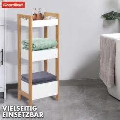 Bambus-Badregal | Texas | 3-Etagen Regal Mit Weißem Design Und Bambus-Beinen 15 Bambus-Badregal | Texas | 3-Etagen Regal Mit Weißem Design Und Bambus-Beinen -Floordirekt 7.Texas