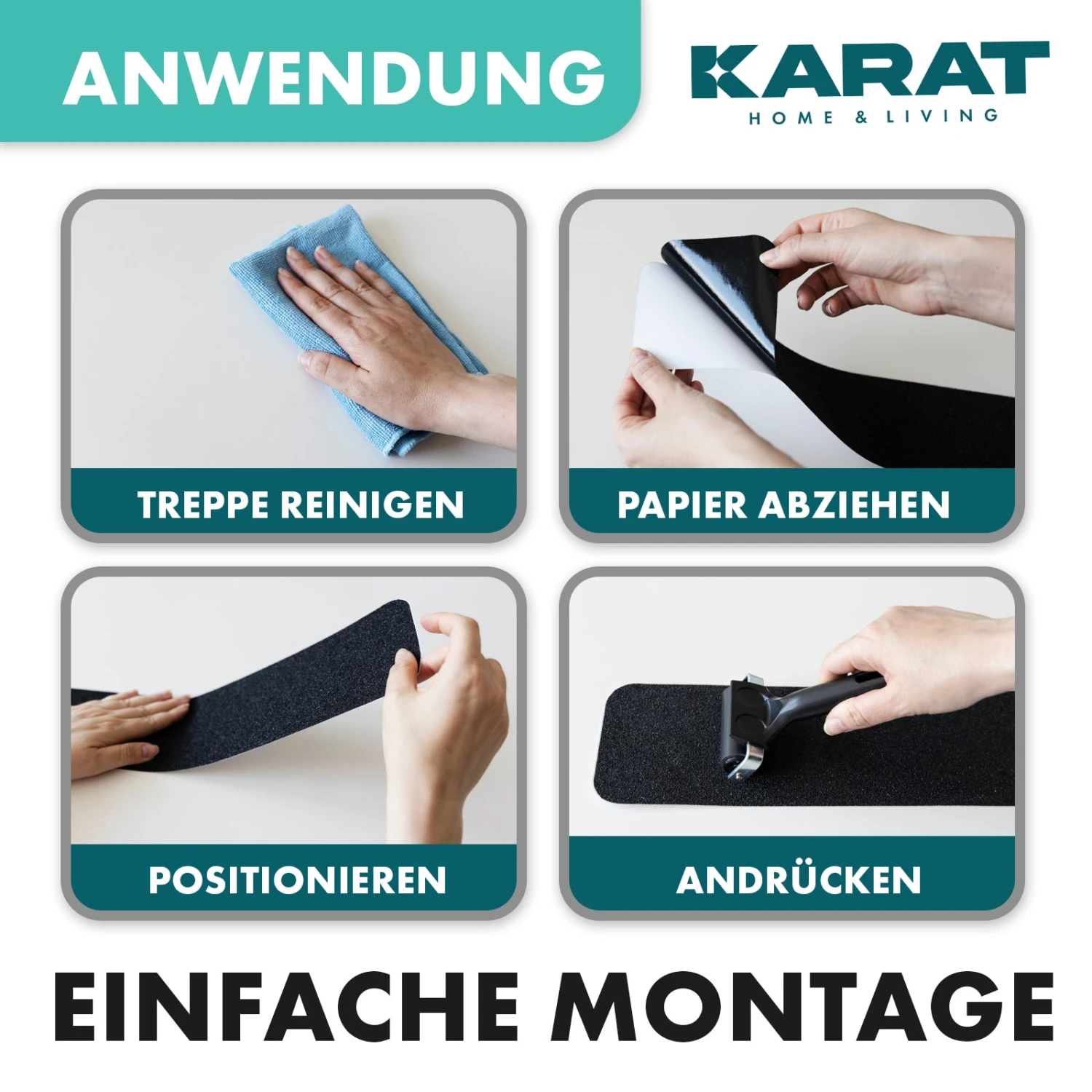 Antirutsch-Streifen Für Treppen | Nicu | Raue Oberfläche | Selbstklebend | 15er Set Inklusive Montageroller | Schwarz | 10 X 61 Cm 10 Antirutsch-Streifen Für Treppen | Nicu | Raue Oberfläche | Selbstklebend | 15er Set Inklusive Montageroller | Schwarz | 10 X 61 Cm – Bild 8