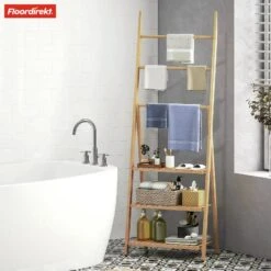 Bambus-Handtuchhalter | Minnesota | Klappbarer Handtuchständer Mit Ablageflächen -Floordirekt 8.Minnesota Handtuschhalter