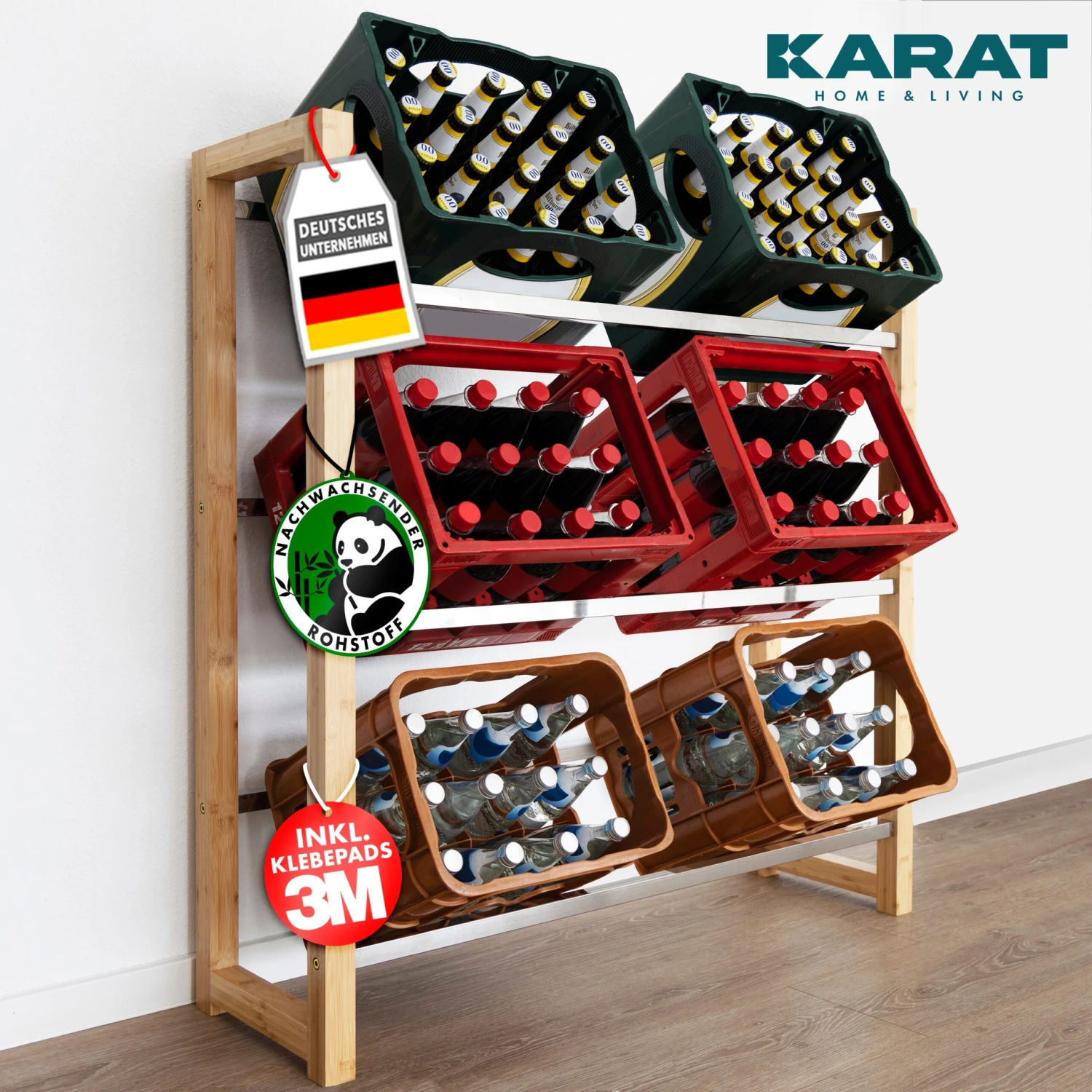 Bambus-Flaschenkastenständer | Flash | Robustes Lagerregal Für Büro, Küche, Garage Oder Flur | In 2 Größen Erhältlich 10 Bambus-Flaschenkastenständer | Flash | Robustes Lagerregal Für Büro, Küche, Garage Oder Flur | In 2 Größen Erhältlich – Bild 8