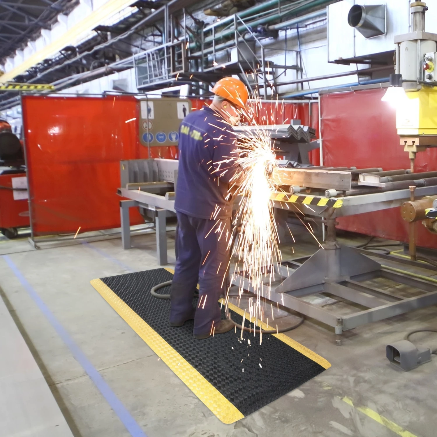 Anti-Ermüdungsmatte | Heavy-Duty Tire Tuff | Schwarz-Gelb | Doppellagig | Gelenkschonende Arbeitsplatzmatte 6 Anti-Ermüdungsmatte | Heavy-Duty Tire Tuff | Schwarz-Gelb | Doppellagig | Gelenkschonende Arbeitsplatzmatte – Bild 4