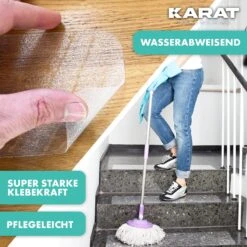 Antirutsch-Streifen Für Treppen | Henri | Strukturierte Oberfläche | Selbstklebend | 15er Set Inklusive Montageroller | Transparent | 10 X 60 Cm -Floordirekt AntiRutschStreifen 6.Reinigung