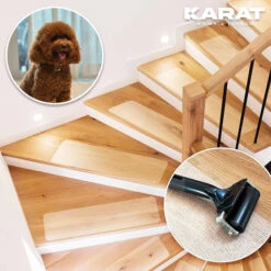 Antirutsch-Streifen Für Treppen | Henri | Strukturierte Oberfläche | Selbstklebend | 15er Set Inklusive Montageroller | Transparent | 10 X 60 Cm -Floordirekt Antirutsch StreifenfuerTreppen Henri poodle