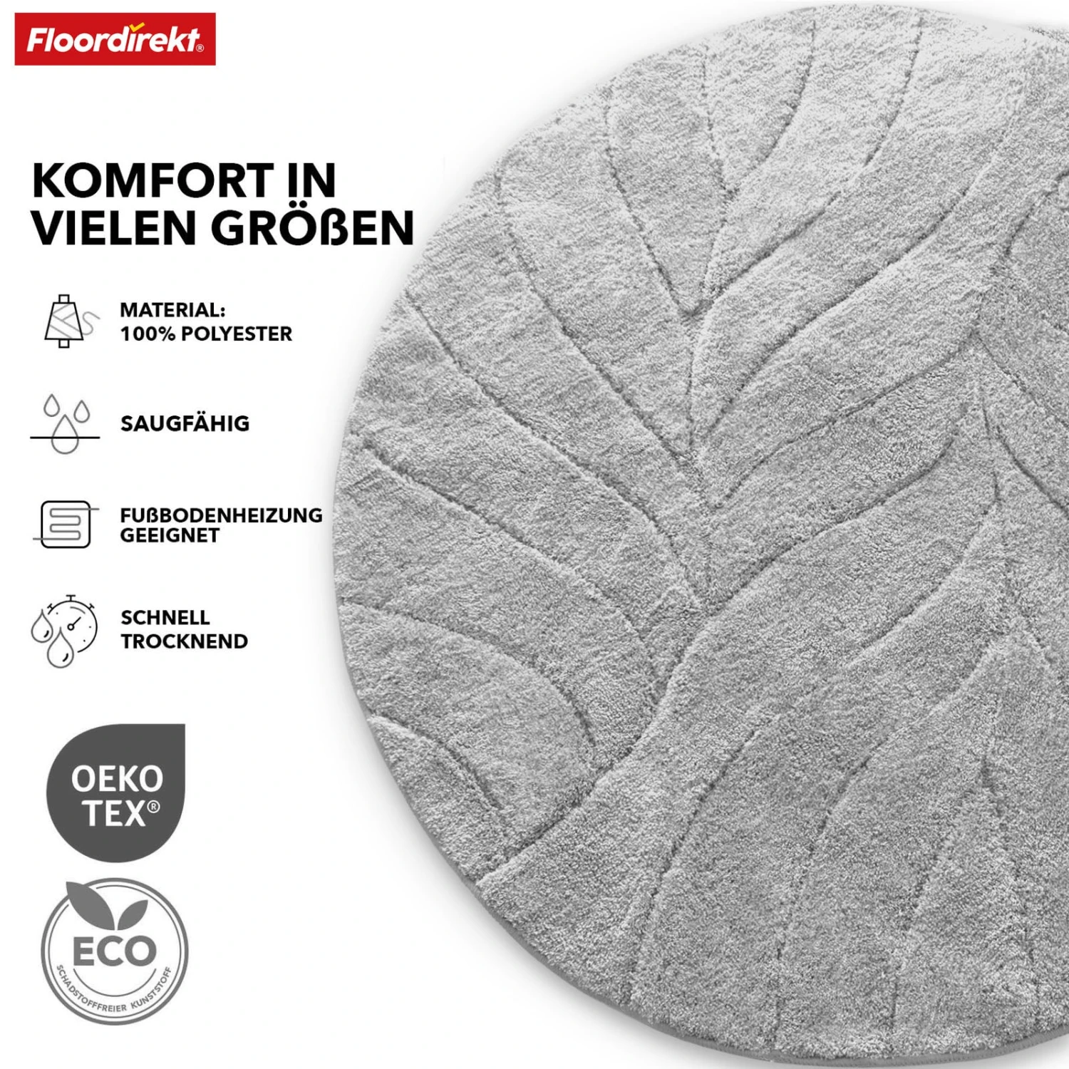 Badematte | Maris | Badteppich In Rund | Weiche Mikrofaser, Rutschfest & Für Fußbodenheizung Geeignet 12 Badematte | Maris | Badteppich In Rund | Weiche Mikrofaser, Rutschfest & Für Fußbodenheizung Geeignet – Bild 10