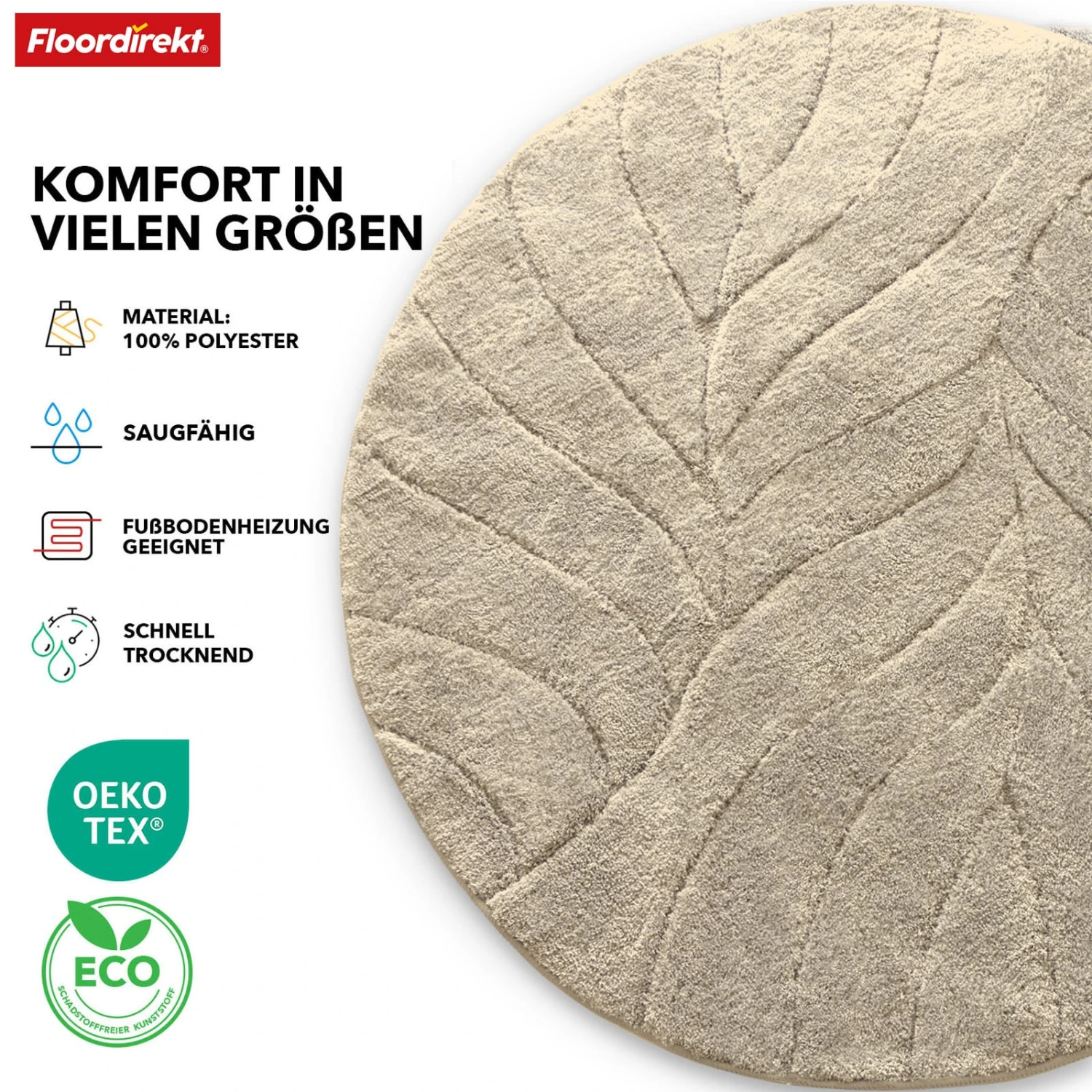 Badematte | Maris | Badteppich In Rund | Weiche Mikrofaser, Rutschfest & Für Fußbodenheizung Geeignet 19 Badematte | Maris | Badteppich In Rund | Weiche Mikrofaser, Rutschfest & Für Fußbodenheizung Geeignet – Bild 17